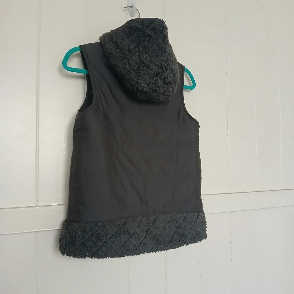 Patagonia Los Gatos Hooded Vest Women's XS Forged Grey Full Zip Reversible 25221